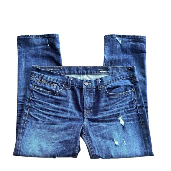 William Rast Jeans Boy Taper with Attitude Sz 32 Dark Wash Distressed Low Rise - Picture 5 of 12